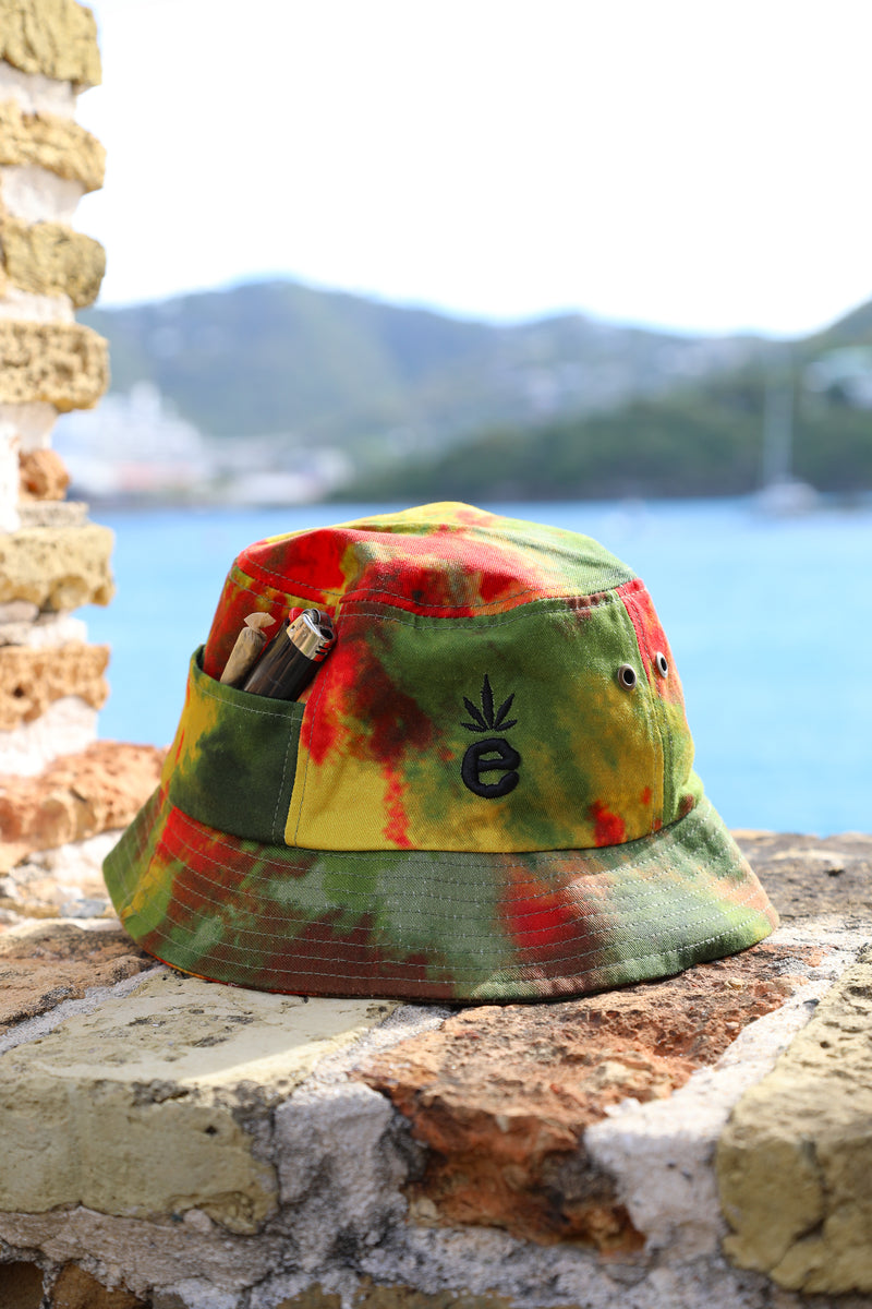 Embroidered Rasta Tie Dye Bucket Hat