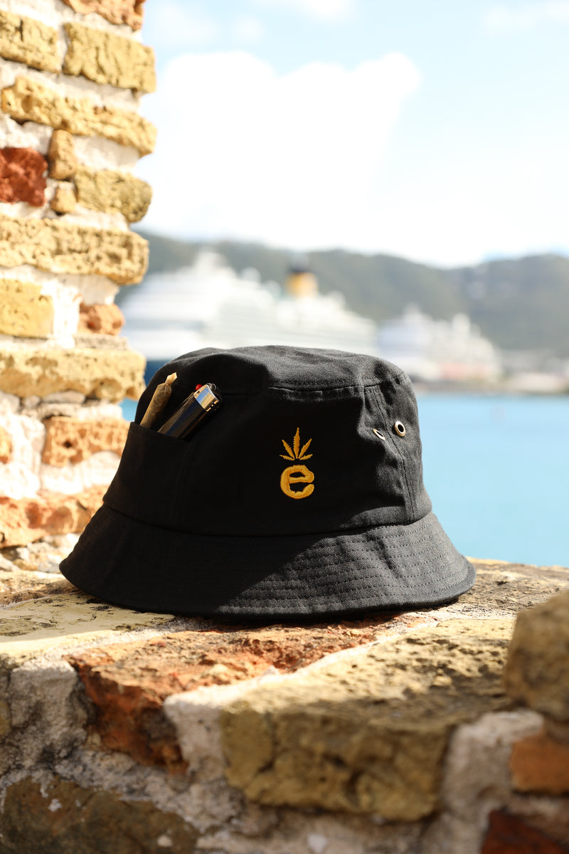 Embroidered Black Bucket Hat